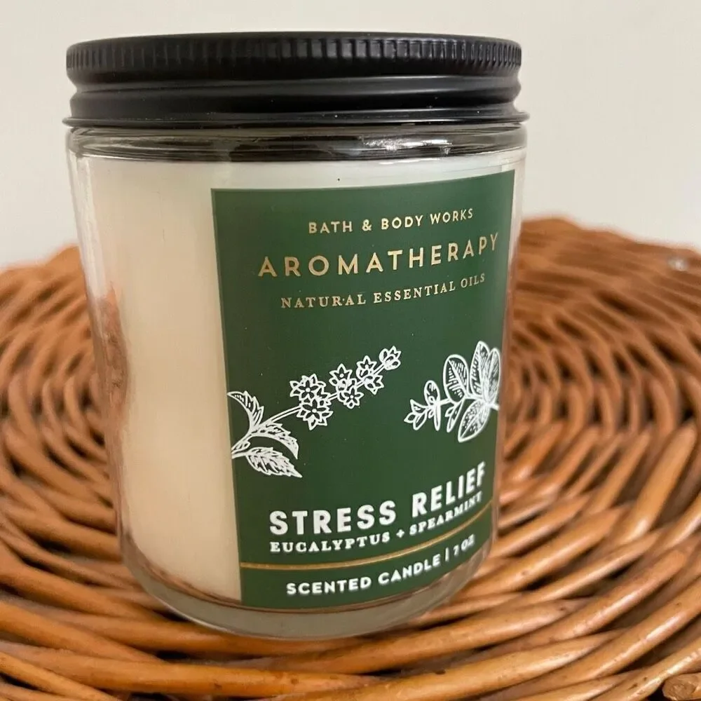 NEW Bath Body Works AROMATHERAPY STRESS RELIEF Single wick candle NWT Eucalyptus - Picture 5 of 6